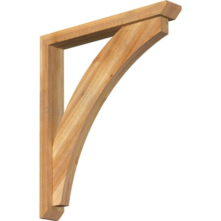 Ekena Millwork Thorton Slat Rough Sawn Bracket w/ Offset Brace, Western Red Cedar, 4"W x 28"D x 32"H BKT0402X28X32THR06RWR